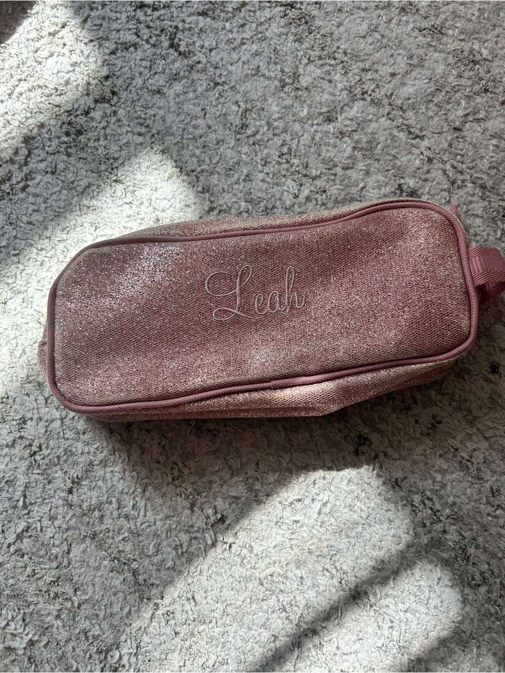 Pottery Barn Kids Leah Glitter Cosmetic Case - Rose Pink